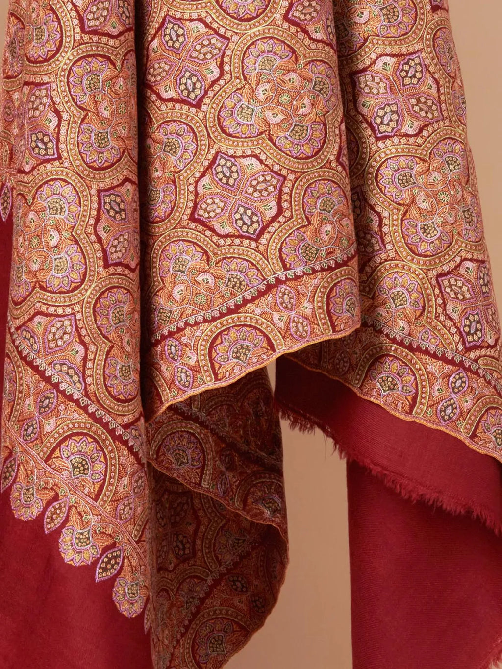 Classic Handloom Pashmina Shawl in Maroon