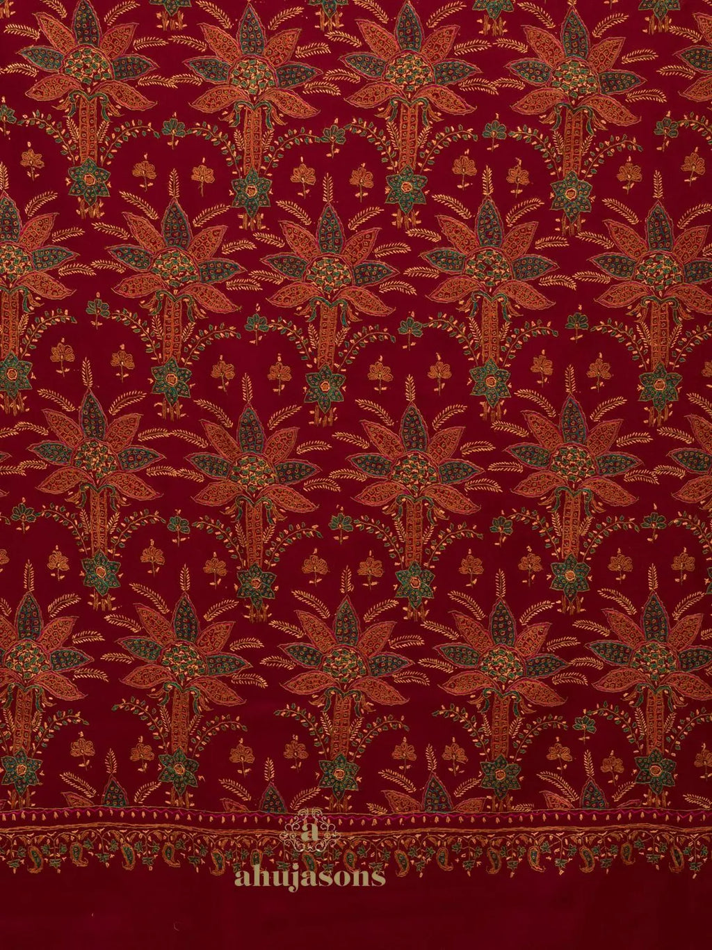 Elegant Cashmina Shawl with Jama Jaal Pattern in Maroon