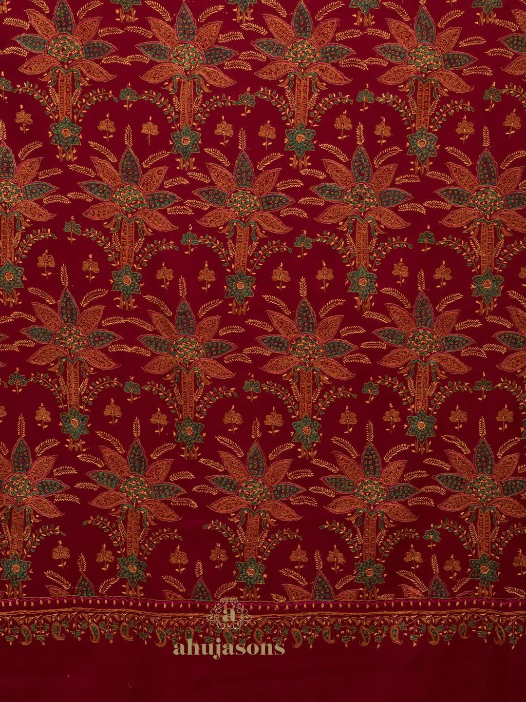 Elegant Cashmina Shawl with Jama Jaal Pattern in Maroon