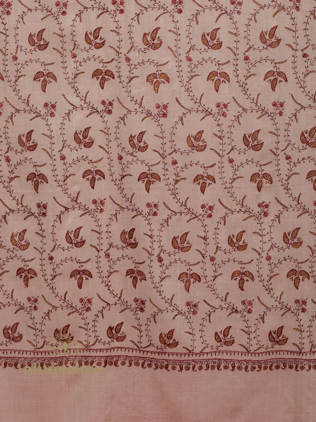 Classic Cashmina Shawl with Jaal Pattern in Beige