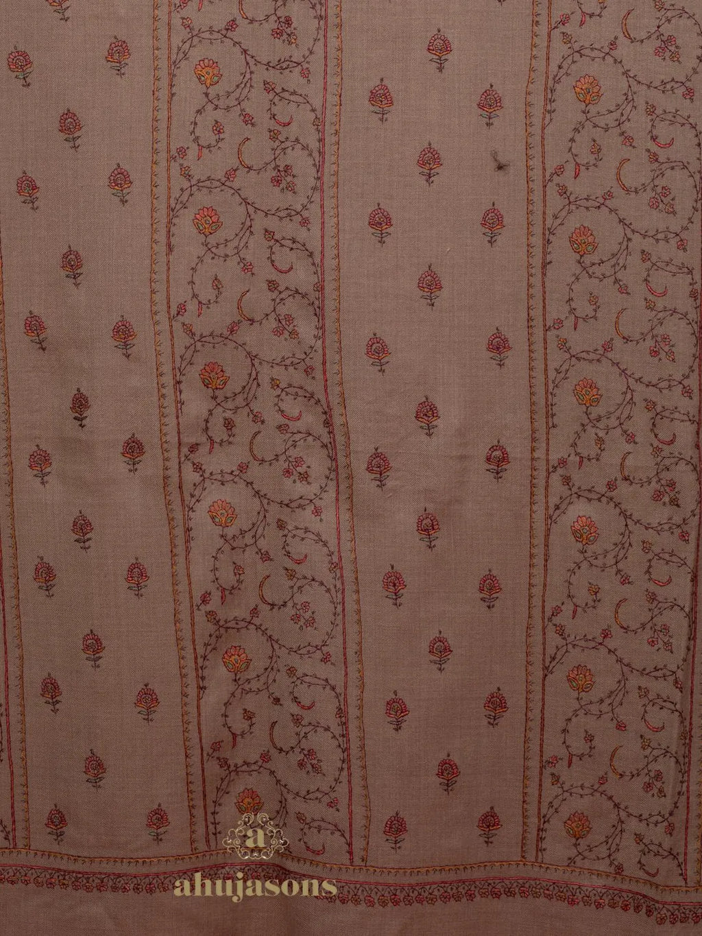 Classic Cashmina Shawl with Jaal Pattern in Beige