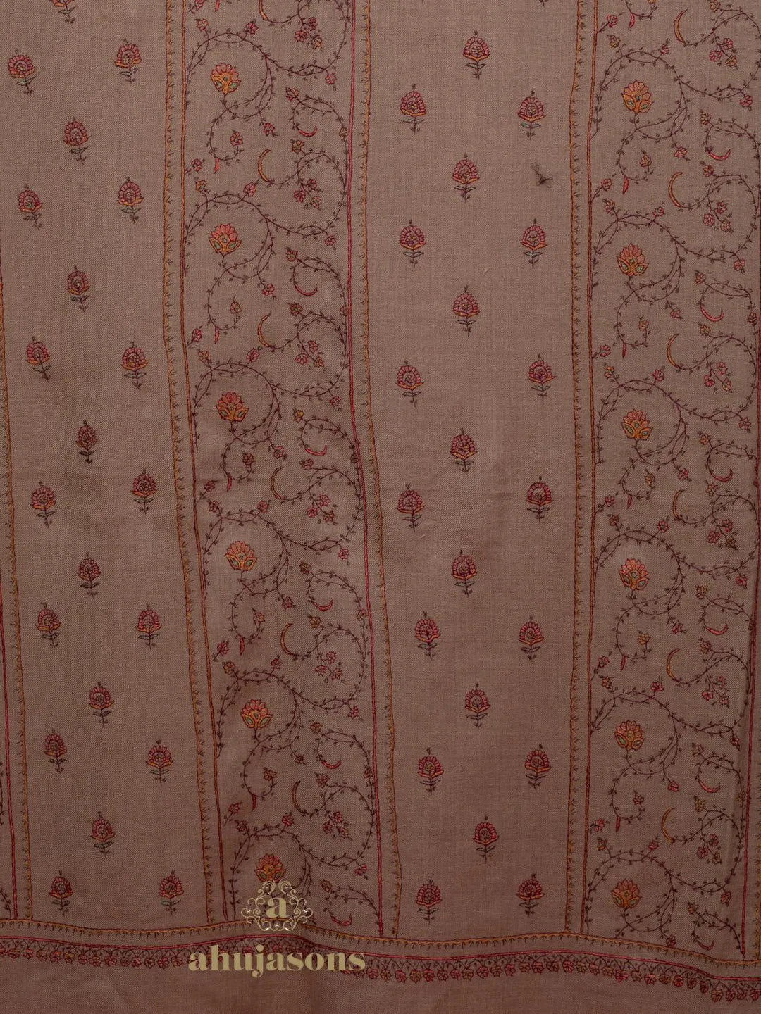 Classic Cashmina Shawl with Jaal Pattern in Beige