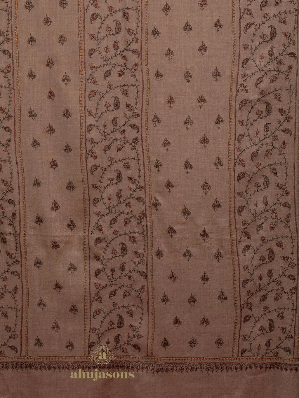 Classic Cashmina Shawl with Jaal Pattern in Beige