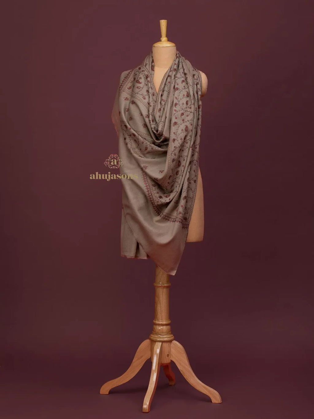 Elegant Cashmina Shawl with Jaal Pattern in Beige