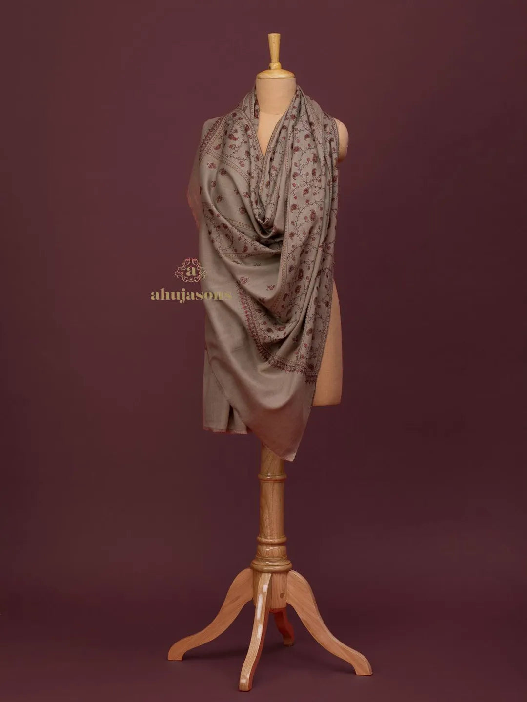 Elegant Cashmina Shawl with Jaal Pattern in Beige