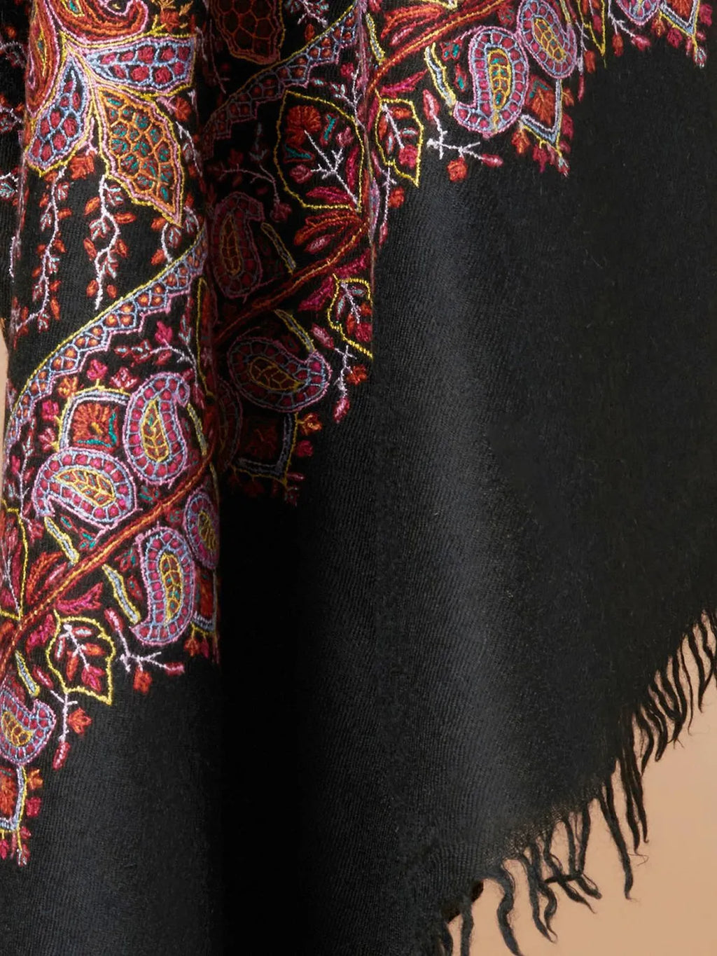 Elegant Handloom Pashmina Shawl Jama Embroidery in Black