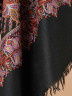 Elegant Handloom Pashmina Shawl Jama Embroidery in Black