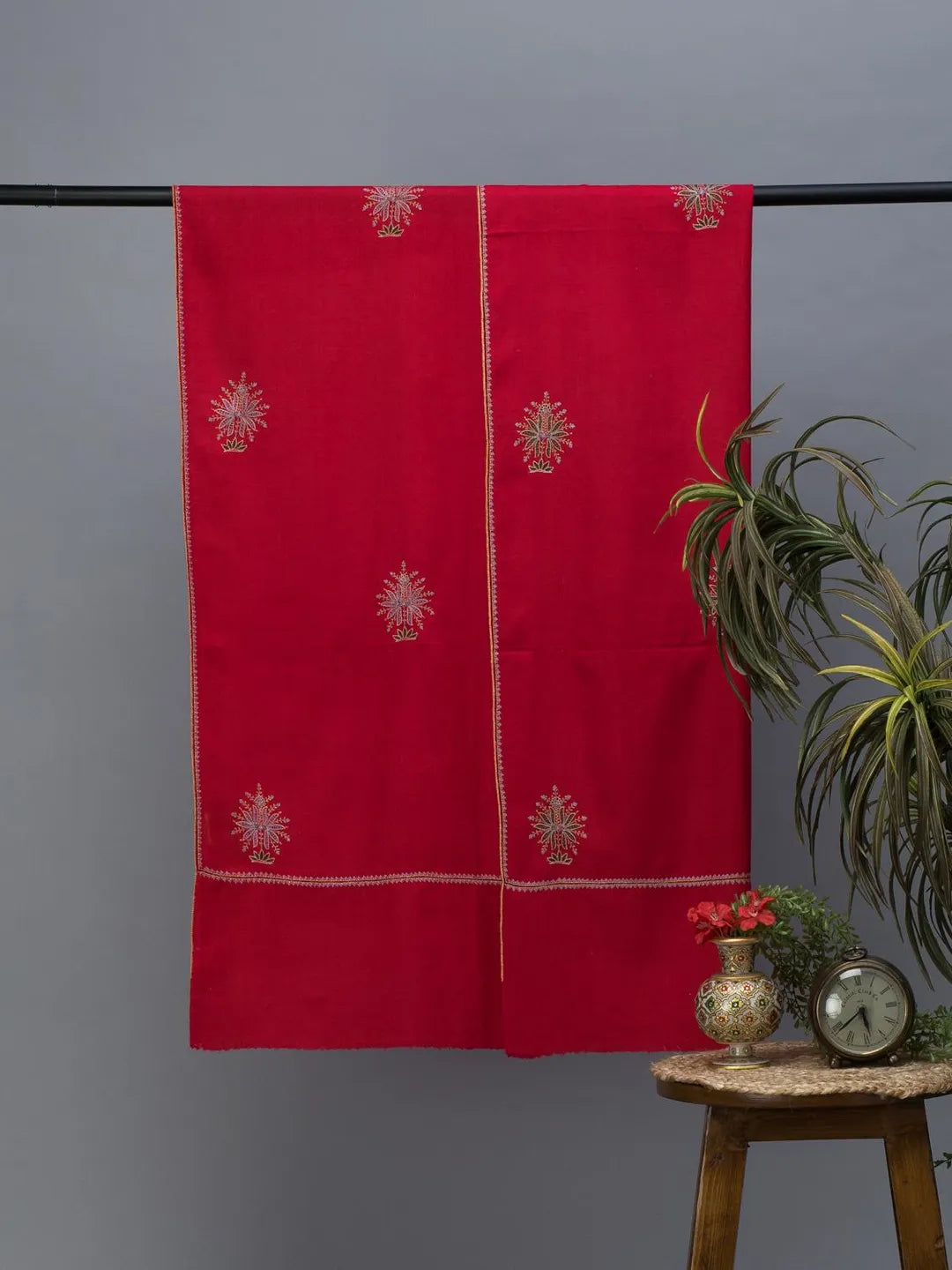 Classic Handloom Pashmina Shawl in Red