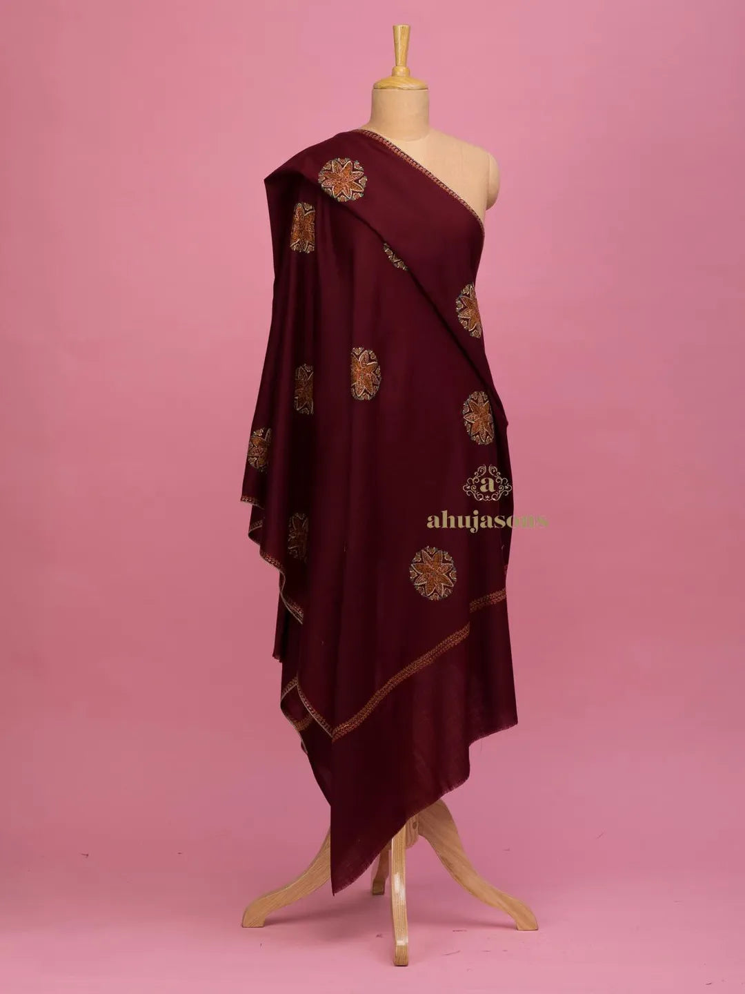 Classic Cashmina Shawl with Booti Pattern in Maroon