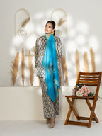 Blue Handloom Pure Pashmina Shawl accented by artisanal Contrast In Zari Border detailing