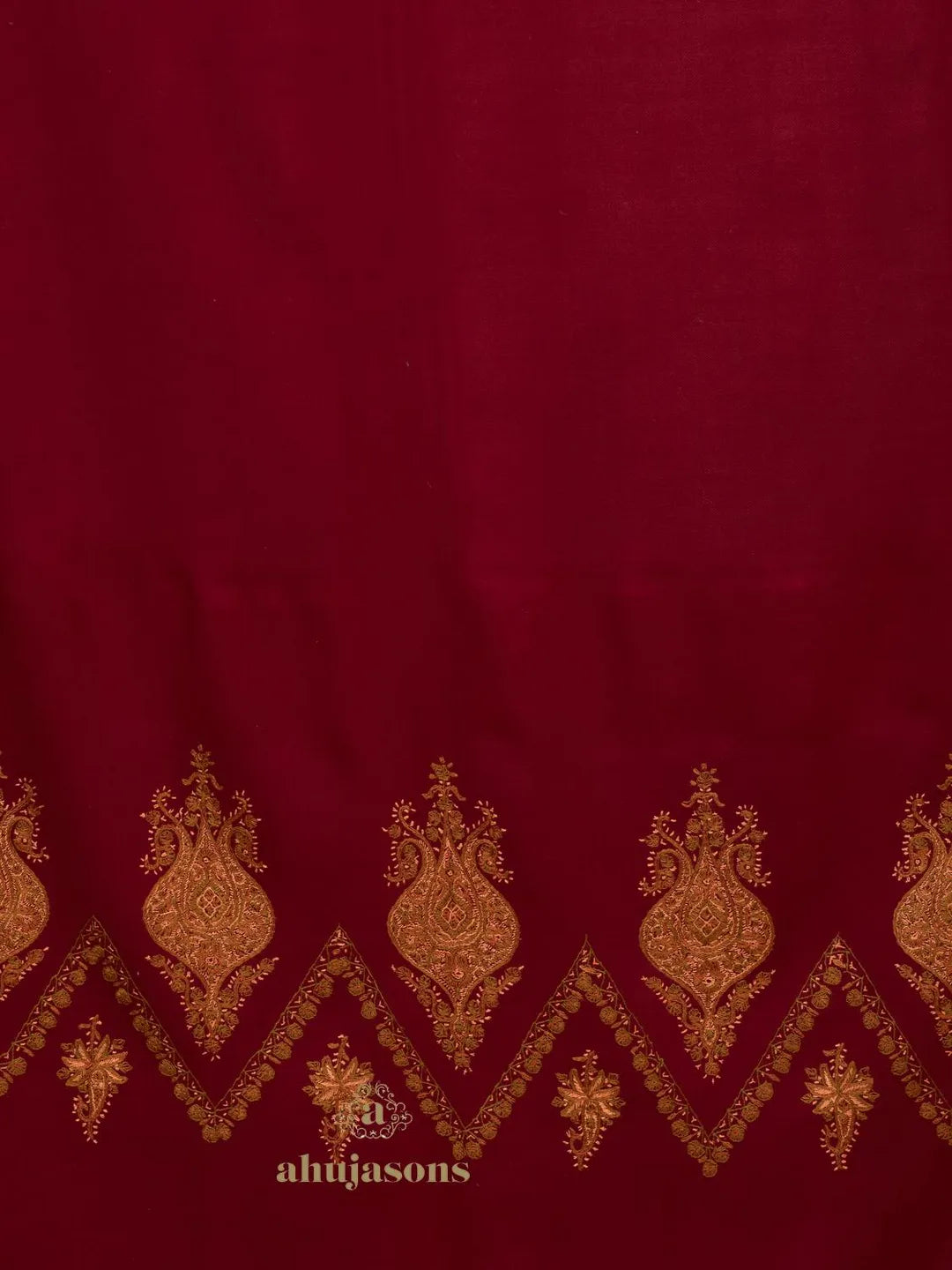 Classic Cashmina Shawl with Palla Pattern in Maroon