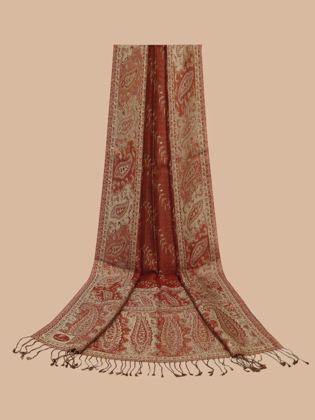 Casual Scarf with Scarf Pattern in Maroon & Beige