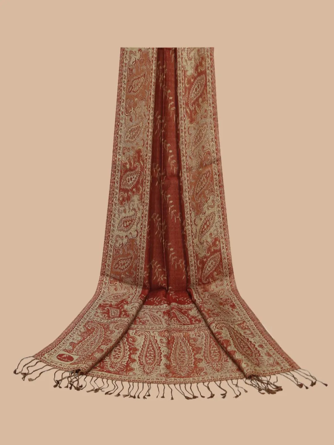 Casual Scarf with Scarf Pattern in Maroon & Beige