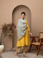 Elegant Handloom Pashmina Shawl Jama Embroidery in Beige