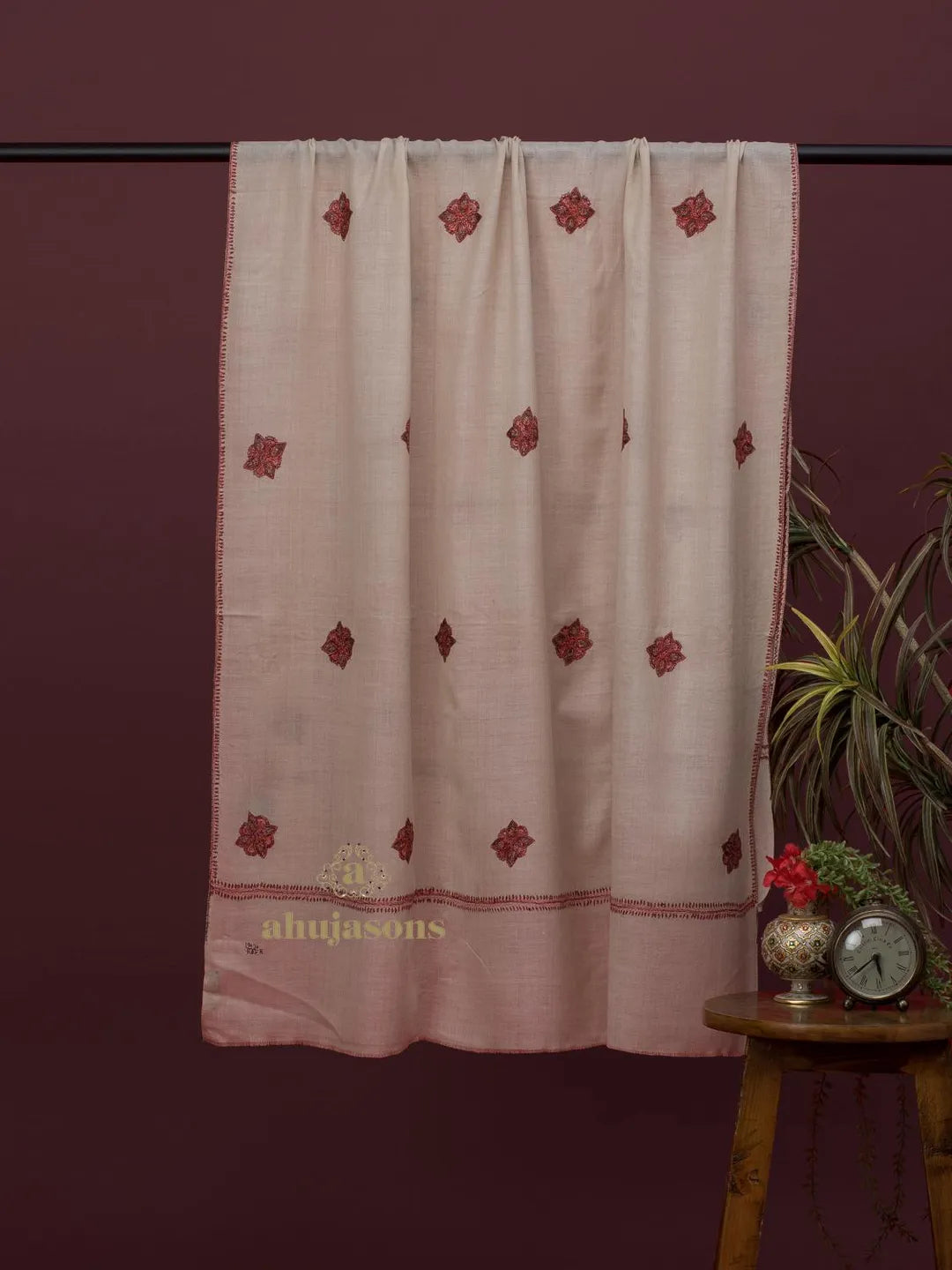 Classic Cashmina Shawl with Booti Pattern in Grey