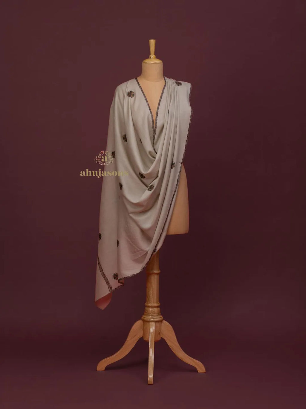 Classic Cashmina Shawl with Booti Pattern in Grey