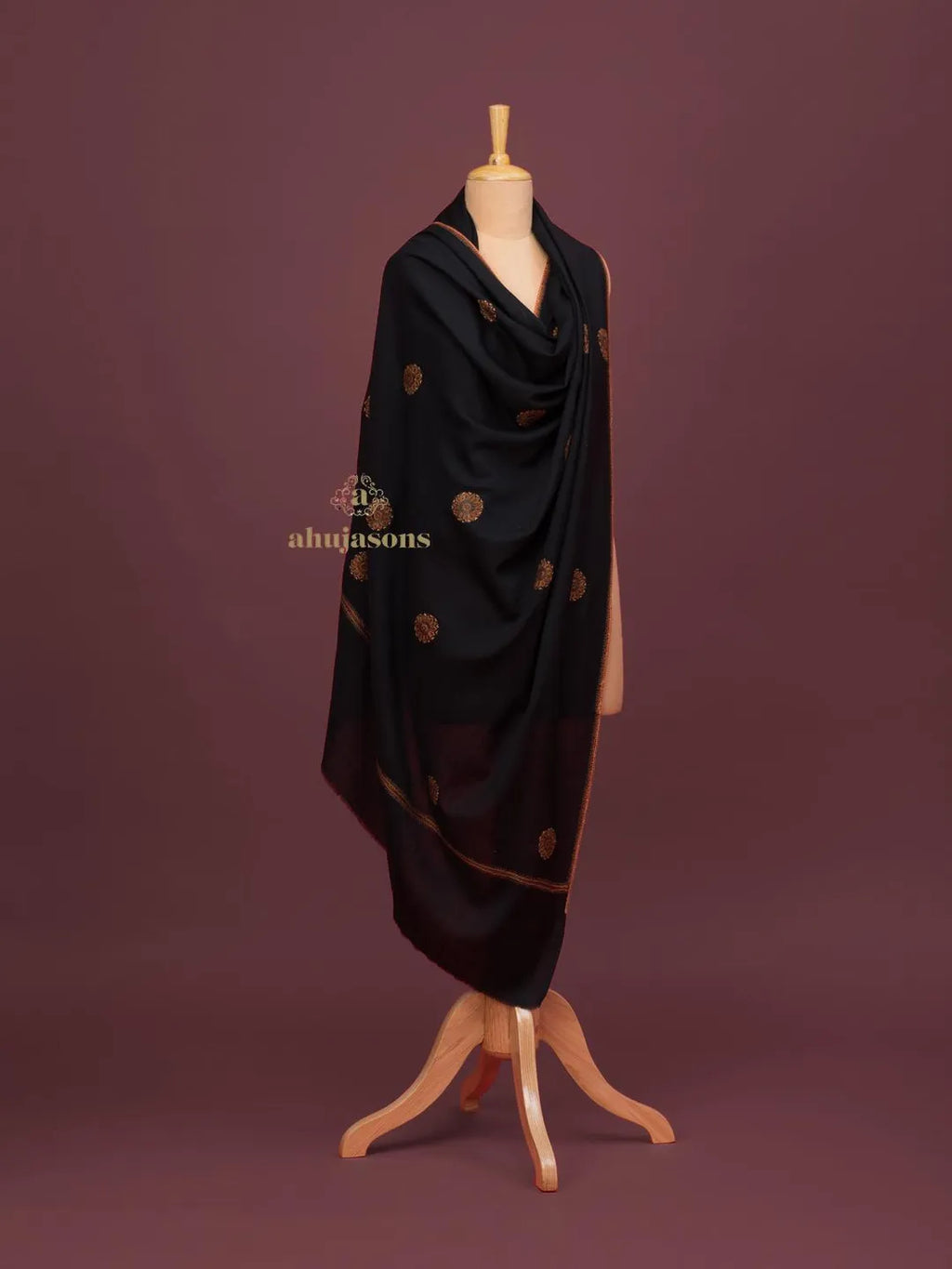 Classic Cashmina Shawl with Booti Pattern in Black
