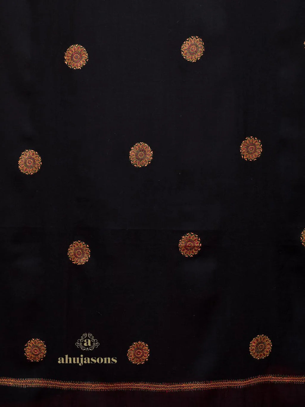 Classic Cashmina Shawl with Booti Pattern in Black