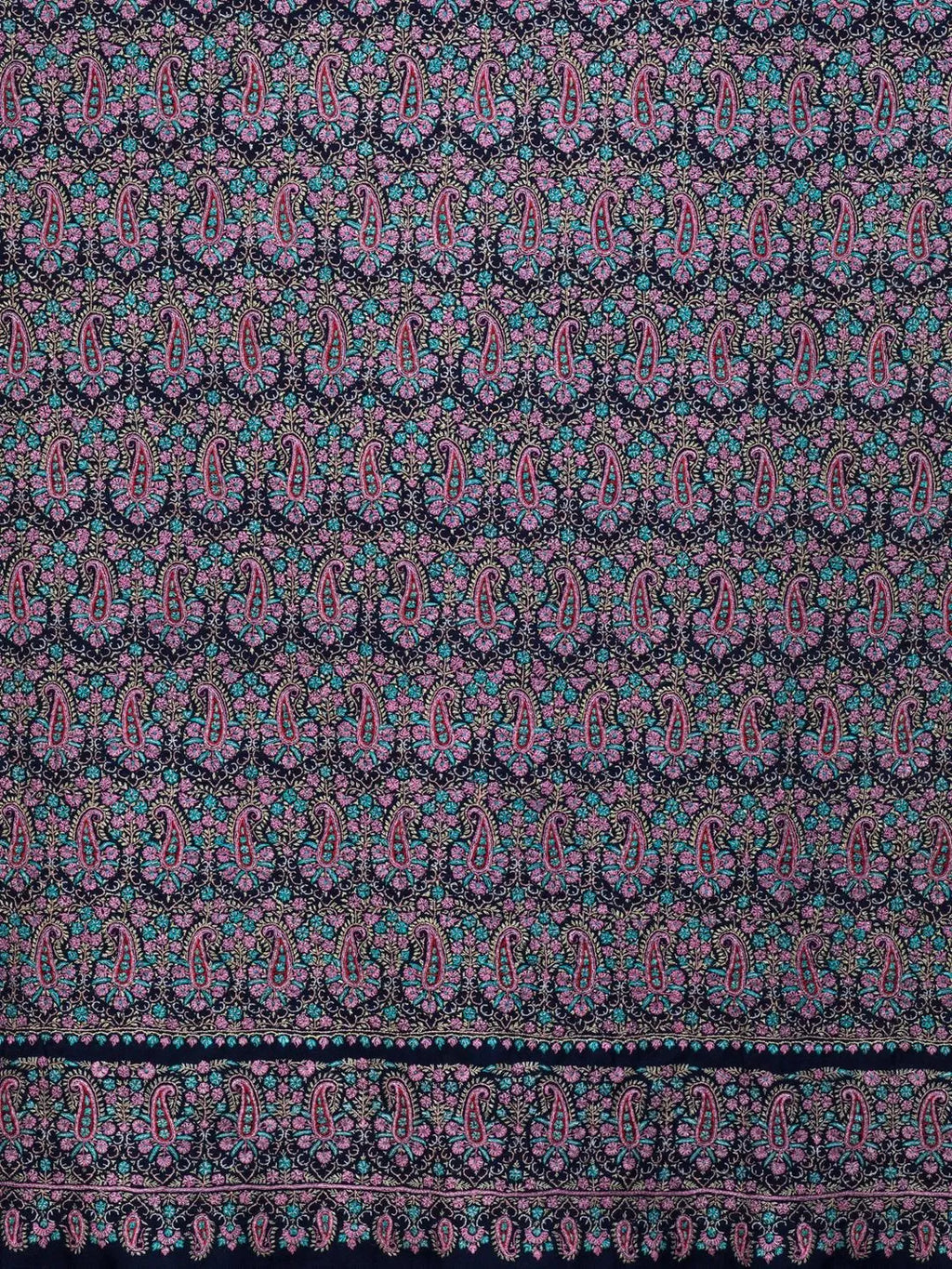 Elegant Handloom Pashmina Shawl Jama Embroidery in Blue