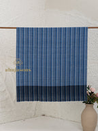Dark Blue Handloom Pure Pashmina Shawl featuring Check Pattern