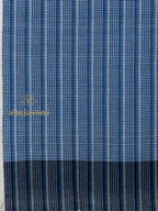 Dark Blue Handloom Pure Pashmina Shawl featuring Check Pattern