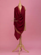 Classic Cashmina Shawl with Fancy Border Pattern in Maroon