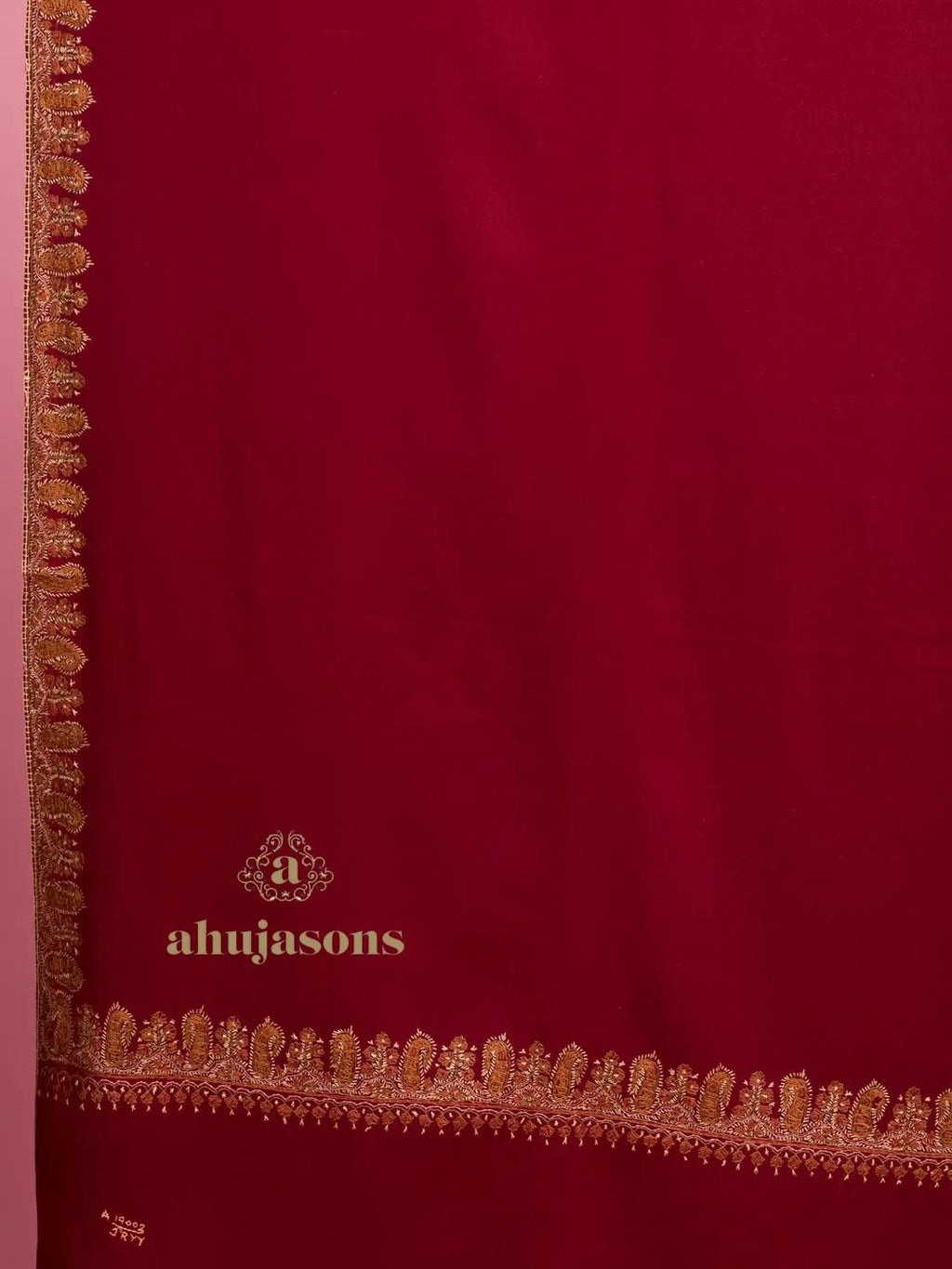 Classic Cashmina Shawl with Fancy Border Pattern in Maroon