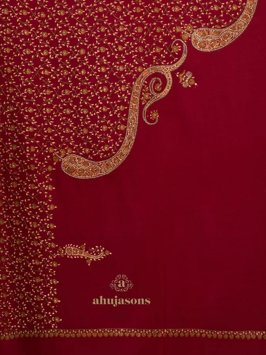 Elegant Cashmina Shawl with Fancy Pattern in Maroon