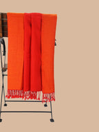Artisanal Throws Decorative Weave with Reversible Throw Pattern in Dark Orange