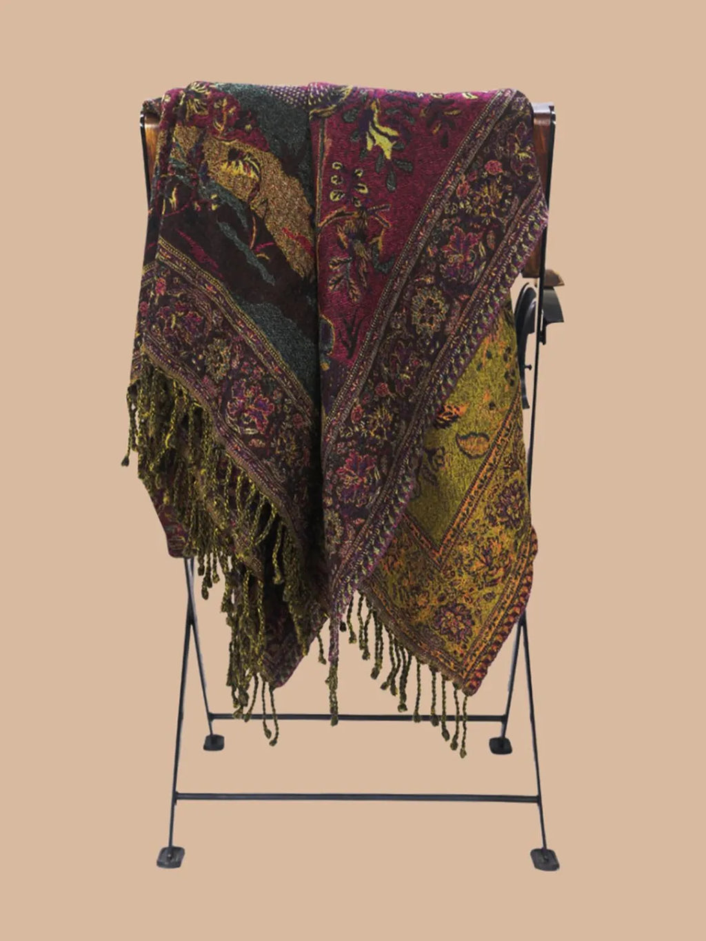 Artisanal Throws Decorative Weave with Jacquard Jamawaar Pattern in Multi Colour