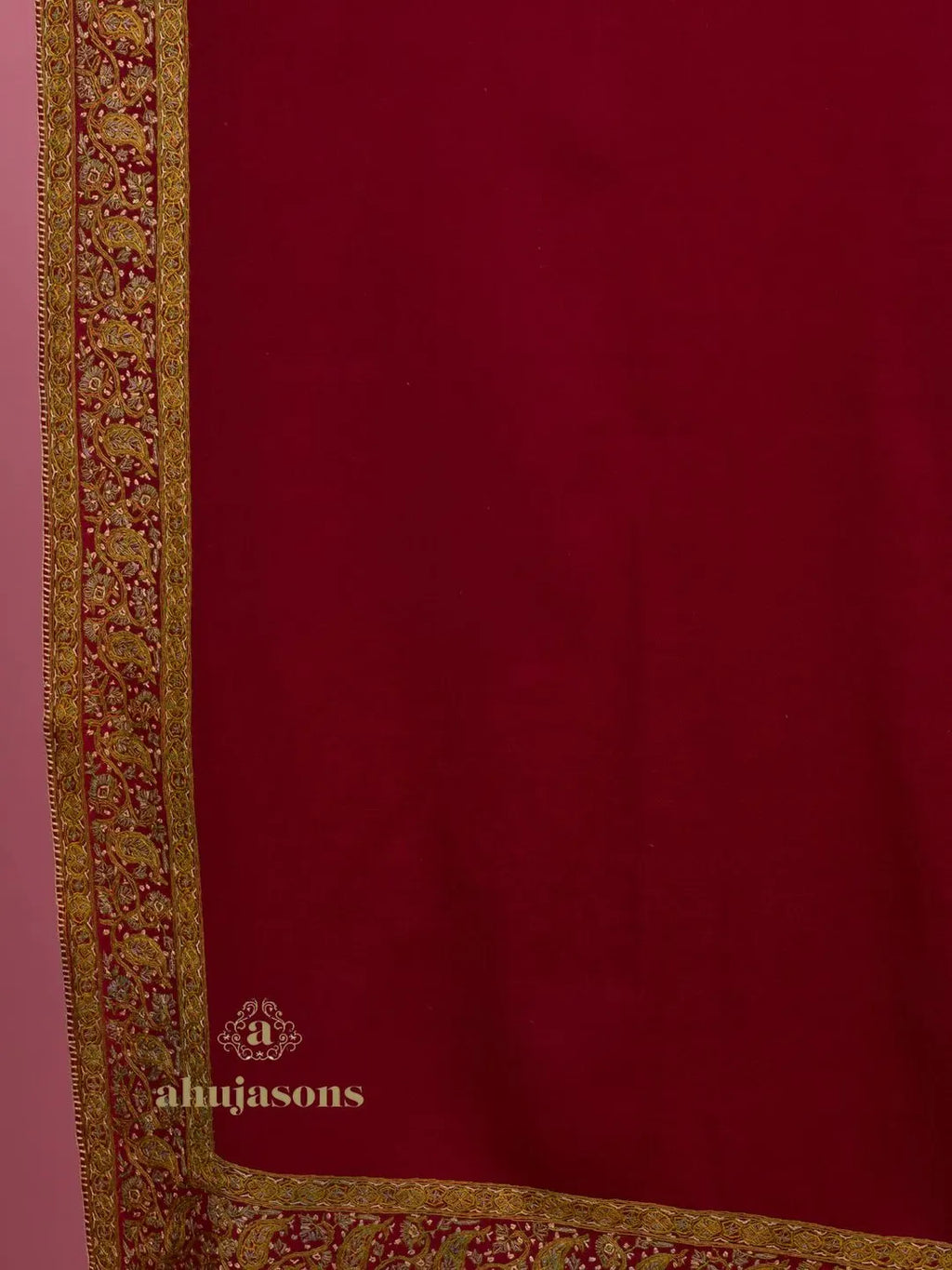 Elegant Cashmina Shawl with Daur Pattern in Maroon