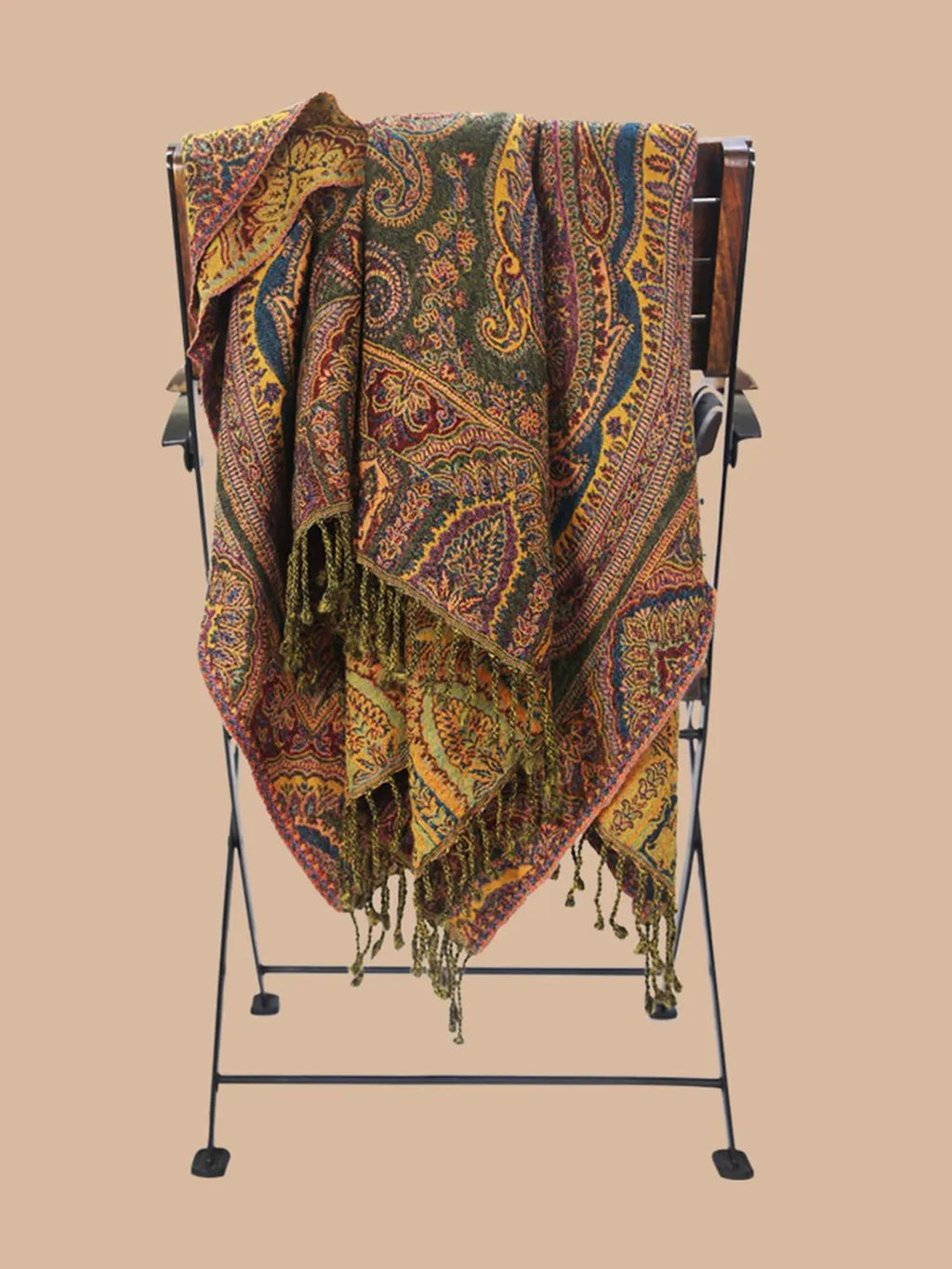 Artisanal Throws Decorative Weave with Jacquard Jamawaar Pattern in Multi Colour