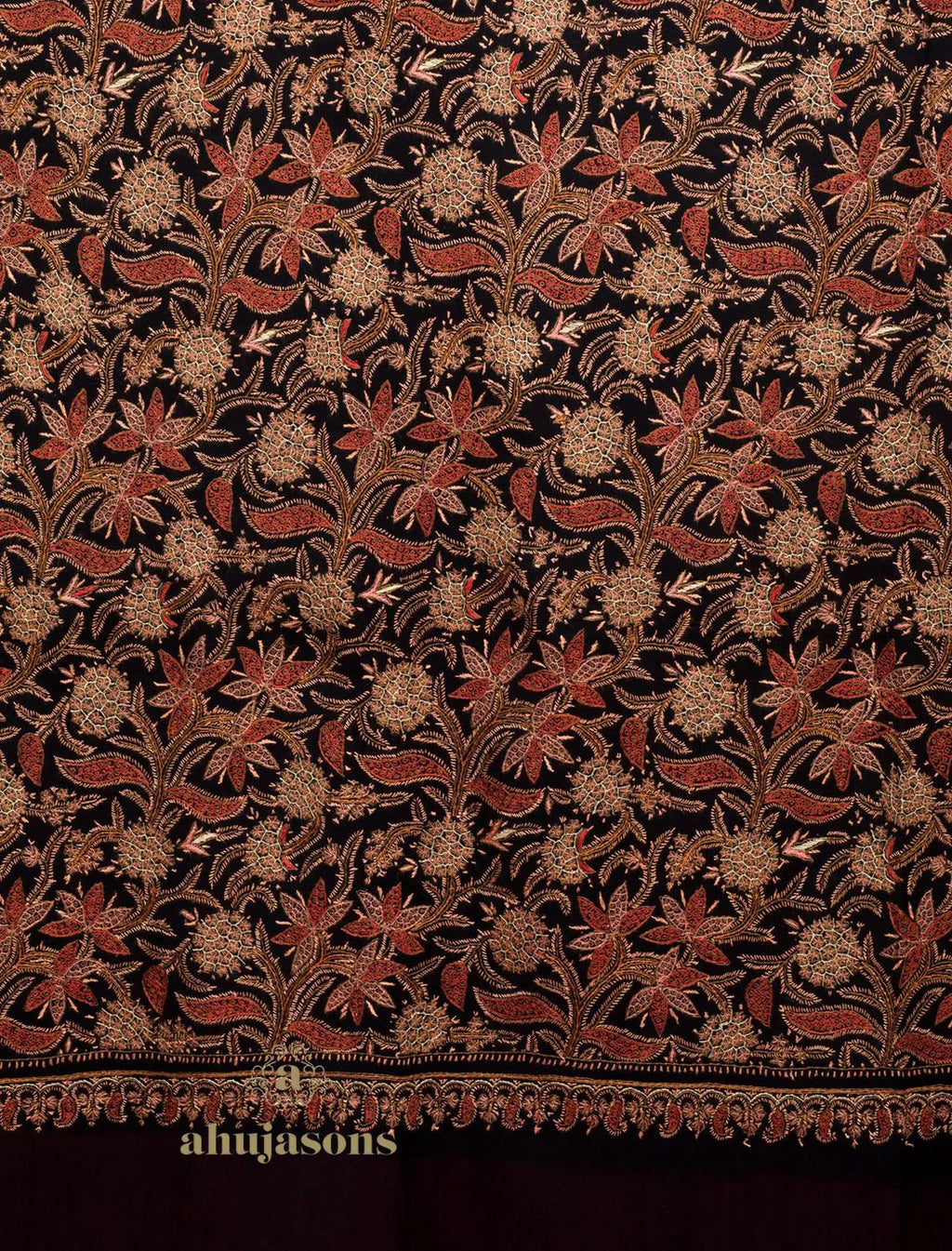 Classic Cashmina Shawl with Jama Pattern in Maroon