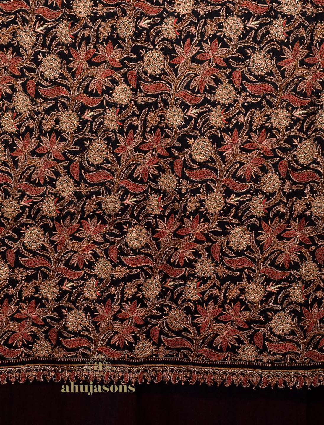 Classic Cashmina Shawl with Jama Pattern in Maroon