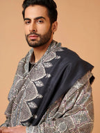 Elegant Handloom Pashmina Shawl Jama Embroidery in Grey