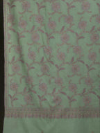 Classic Handloom Pashmina Shawl Jama Embroidery in Mint Green