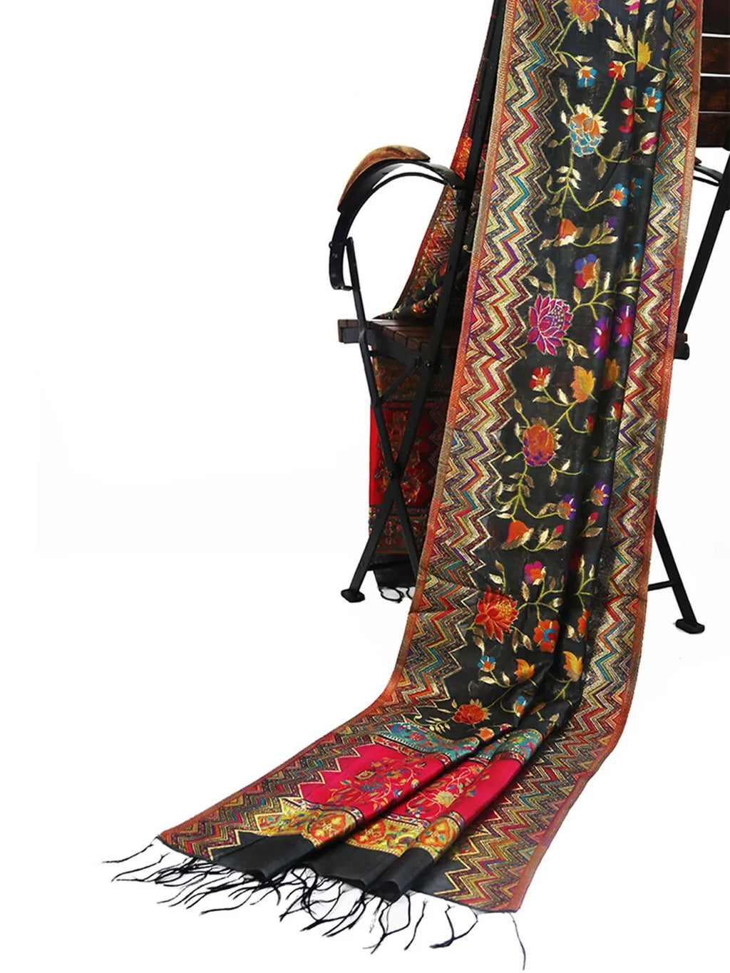 Elegant Silk Dupatta with Silk Duptta Pattern in Black (Multi Colour)