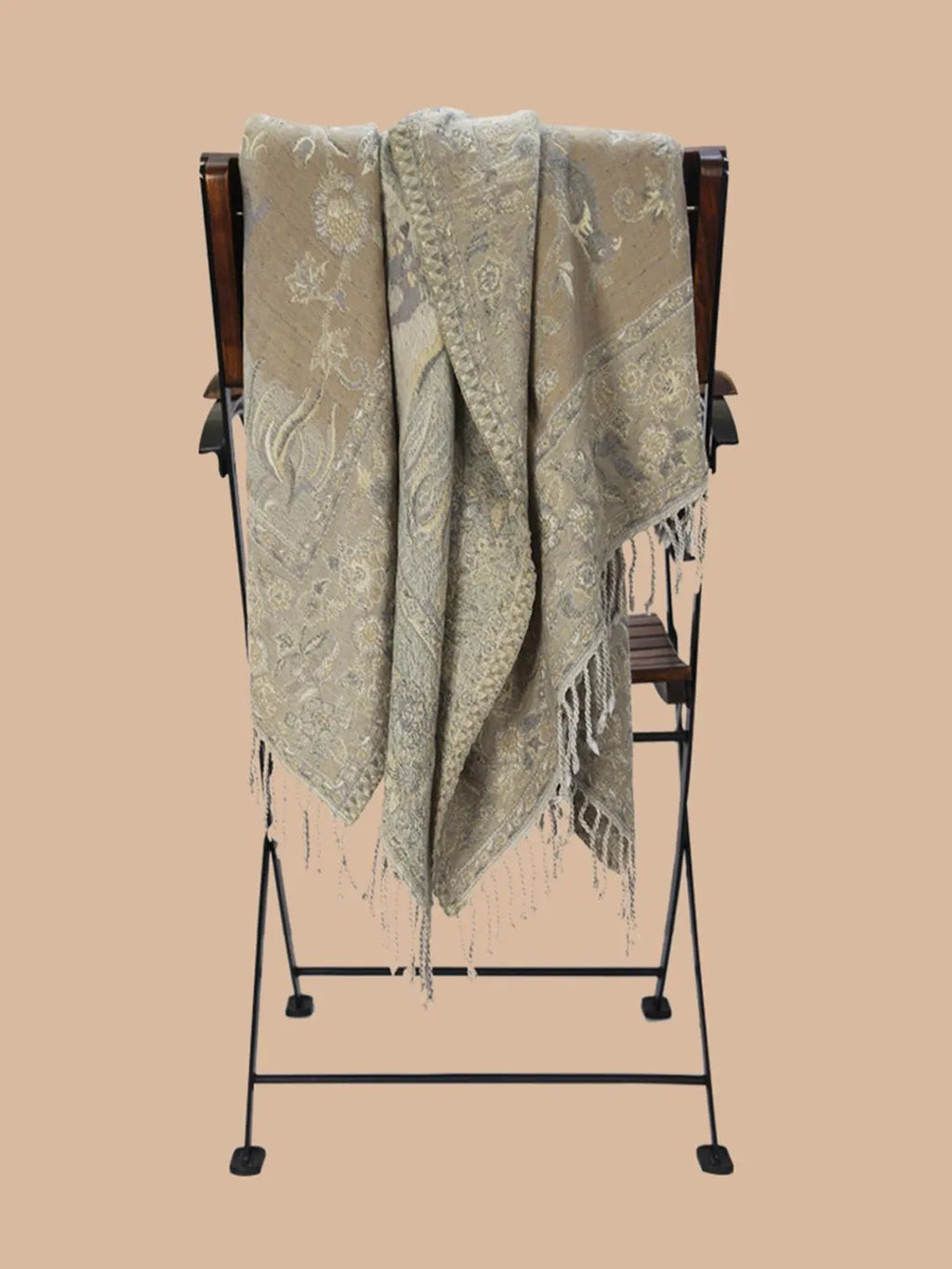 Artisanal Throws Decorative Weave with Reversible Throw Pattern in Beige