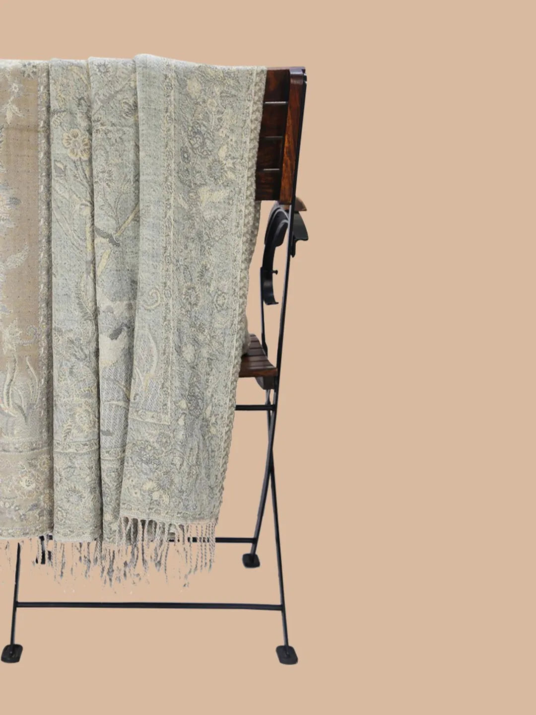 Artisanal Throws Decorative Weave with Reversible Throw Pattern in Beige