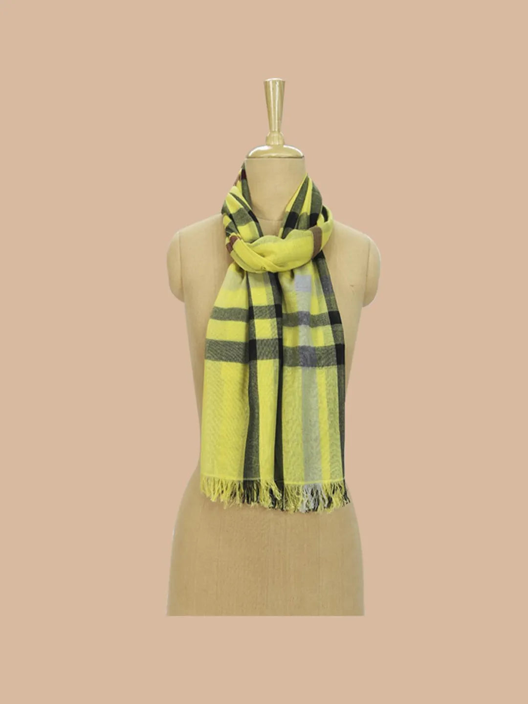 Casual Scarf with Jacquard Pattern in Neon Green