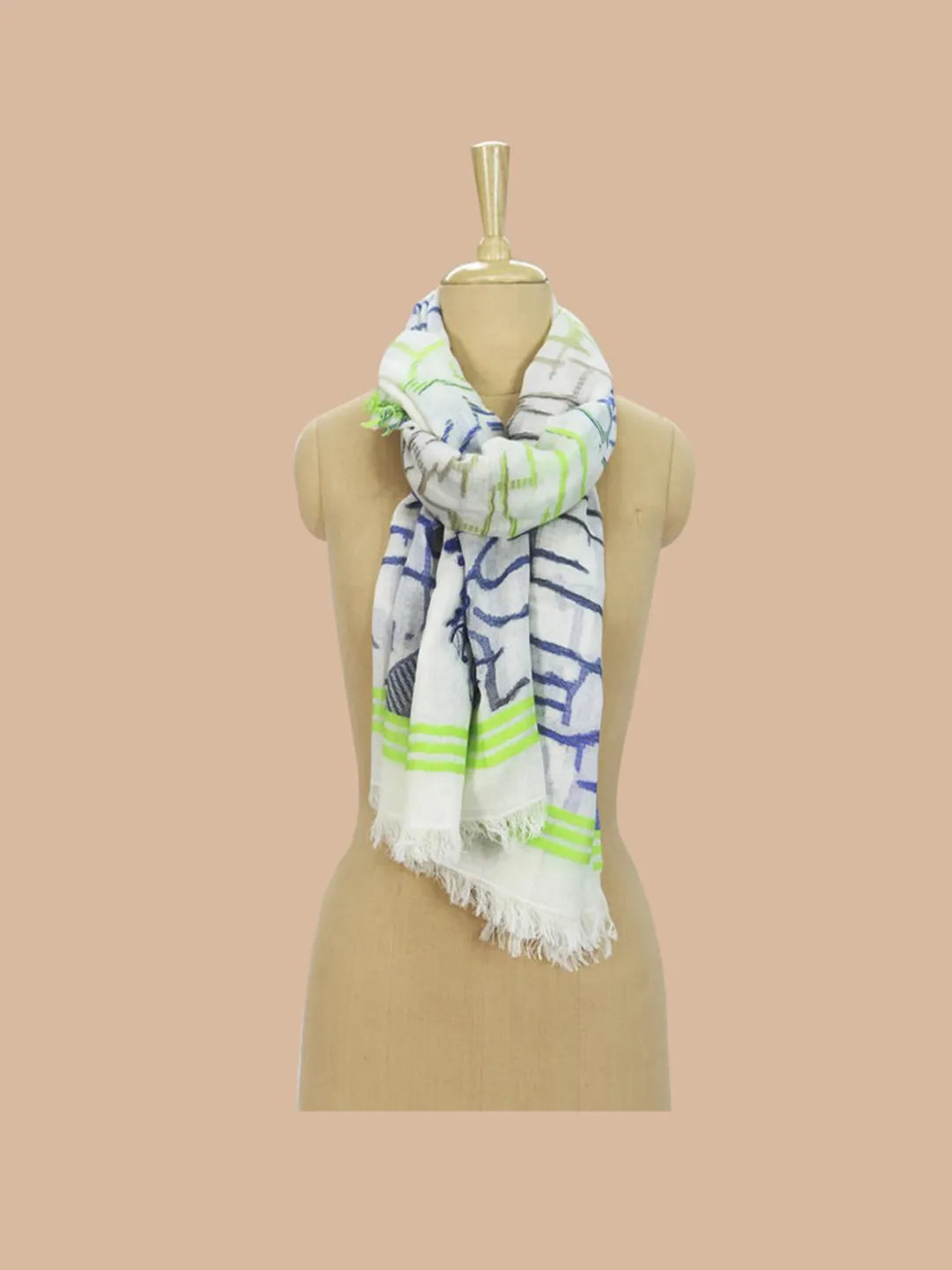 Casual Scarf with Jacquard Pattern in White