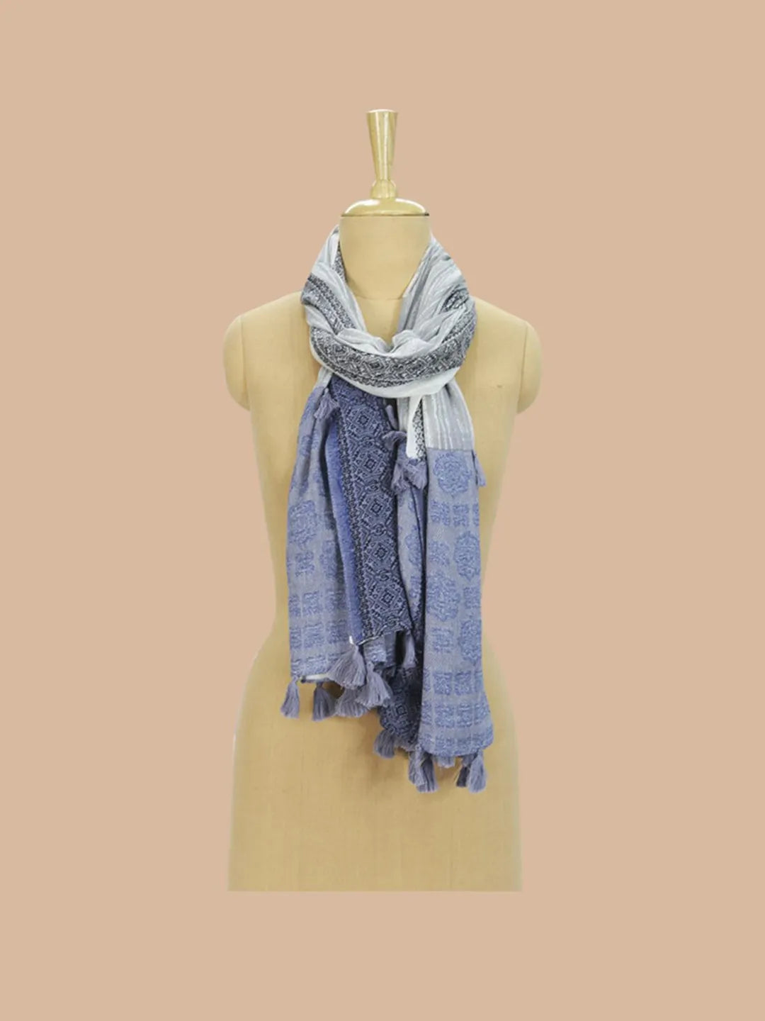 Casual Scarf with Printed Pattern in Blue