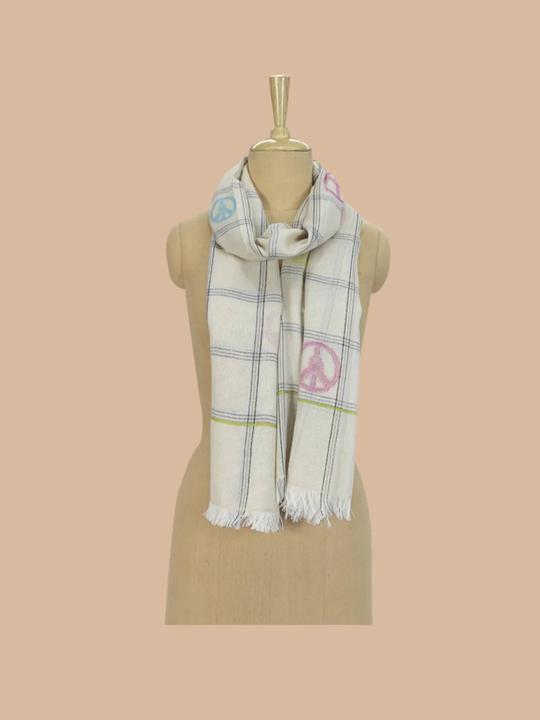 Casual Scarf with Jacquard Pattern in Off- White