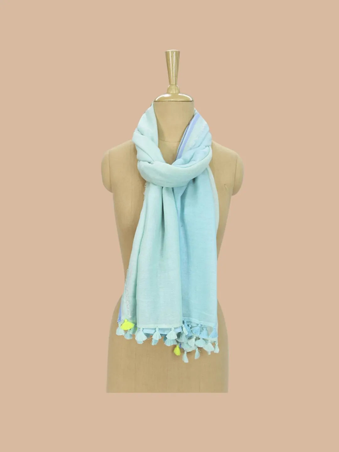 Casual Scarf with Jacquard Pattern in Light Blue