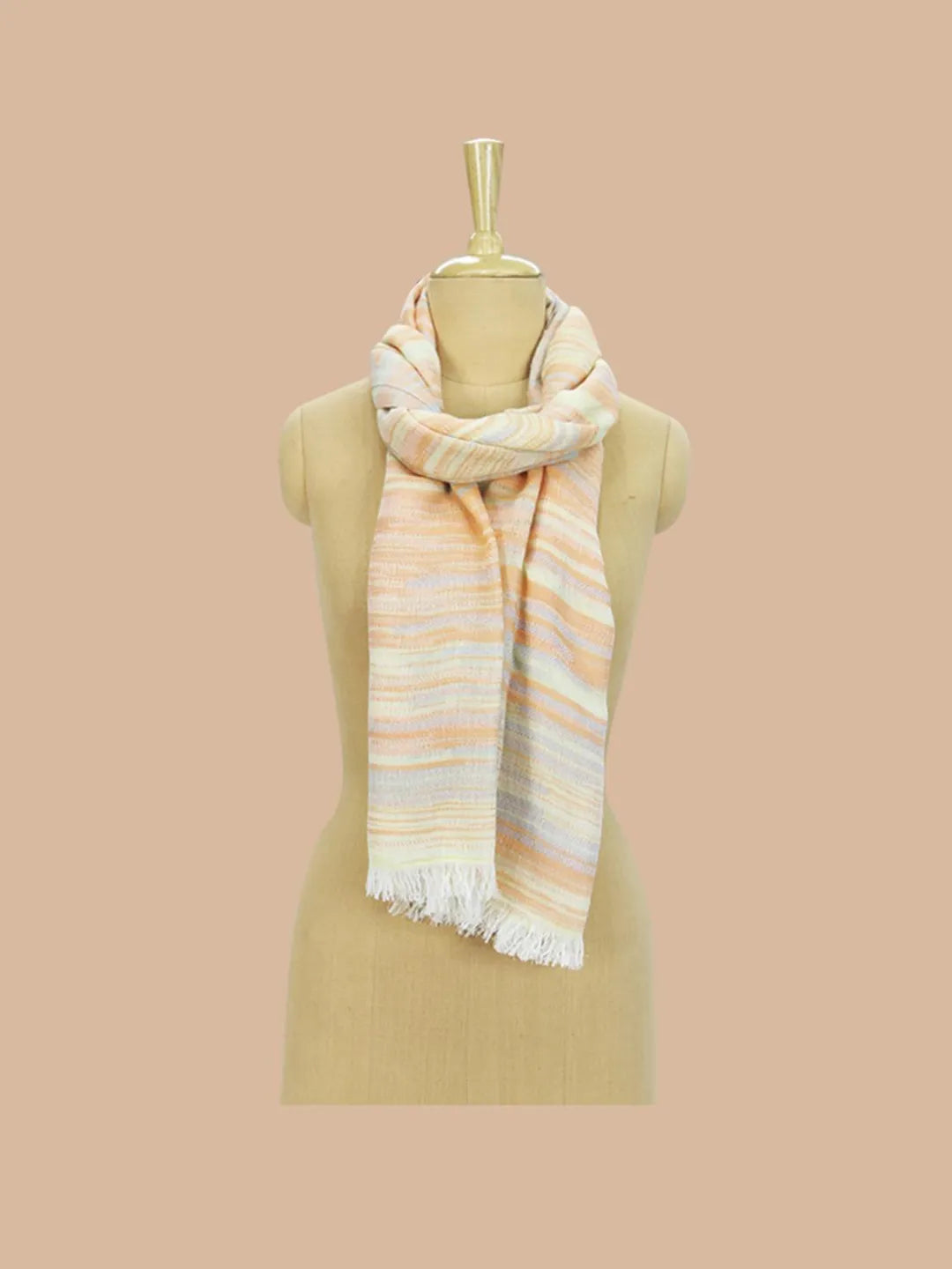 Casual Scarf with Jacquard Pattern in Off- White