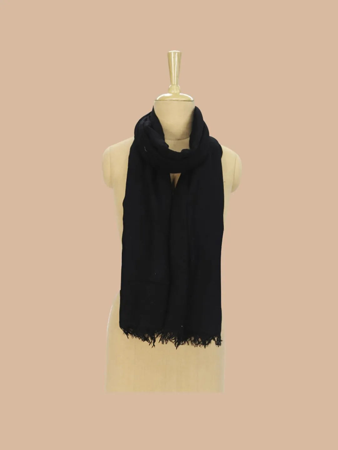 Casual Scarf with Jacquard Pattern in Black