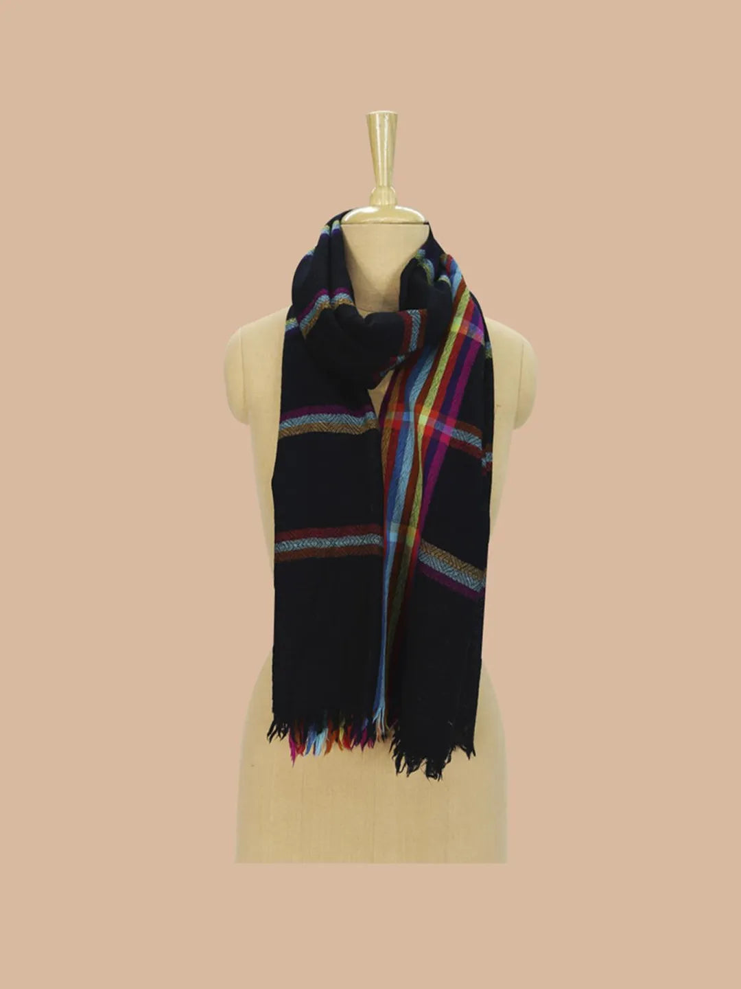 Casual Scarf with Jacquard Pattern in Black