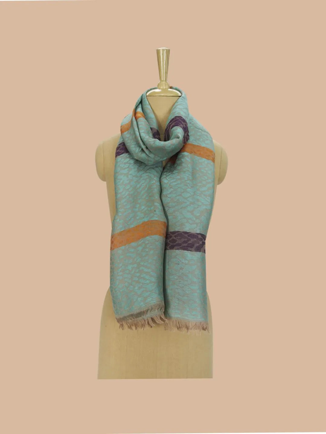 Casual Scarf with Jacquard Pattern in Blue