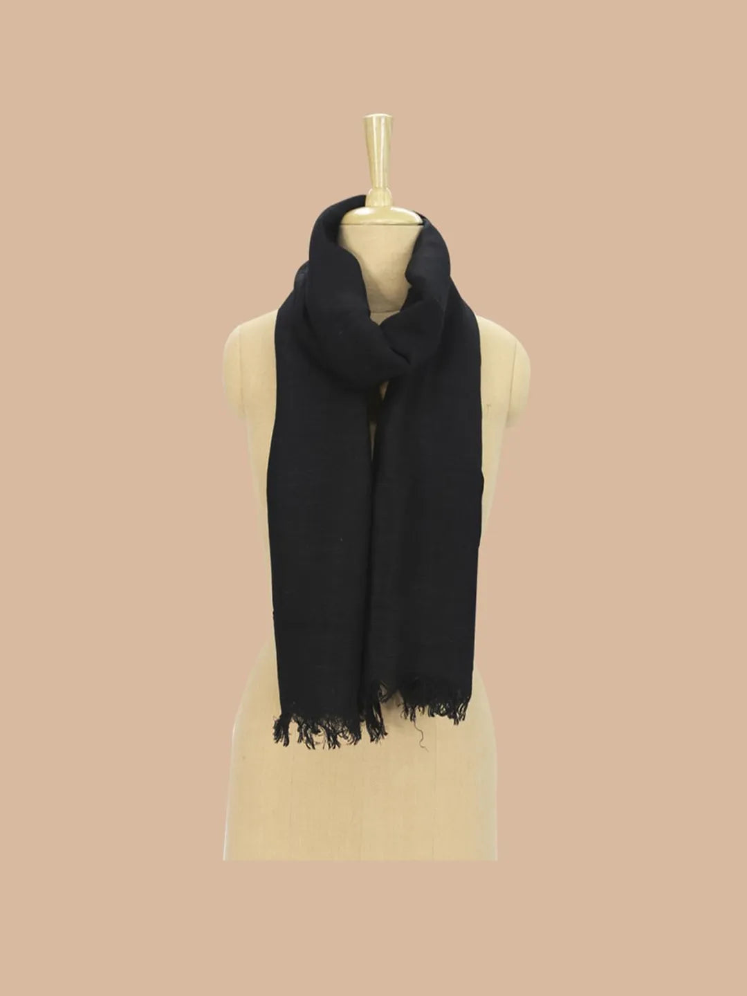 Casual Scarf with Dobby Pattern in Black