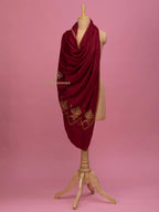 Elegant Cashmina Shawl with Palla Pattern in Maroon